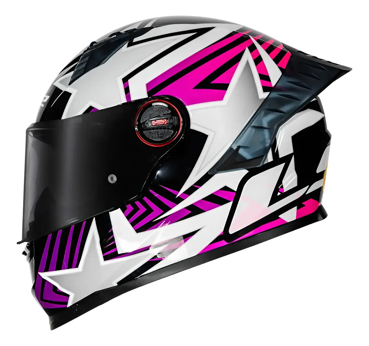 Capacete LS2 FF358 Pro Estellar Preto Roxo Rosa - Tamanho 54