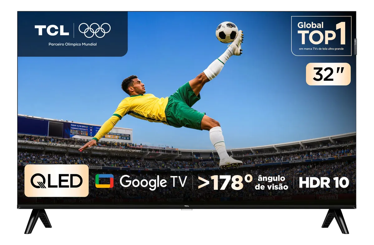 Smart TV TCL 32" HD QLED S5K com WiFi, Bluetooth e Google TV