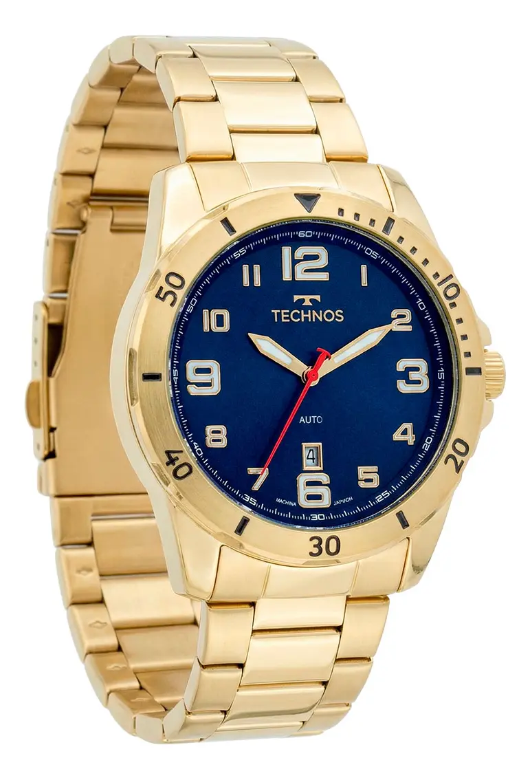 Relógio Technos 2115MYL1A Dourado com Correia de Aço Inoxidável e Fundo Azul