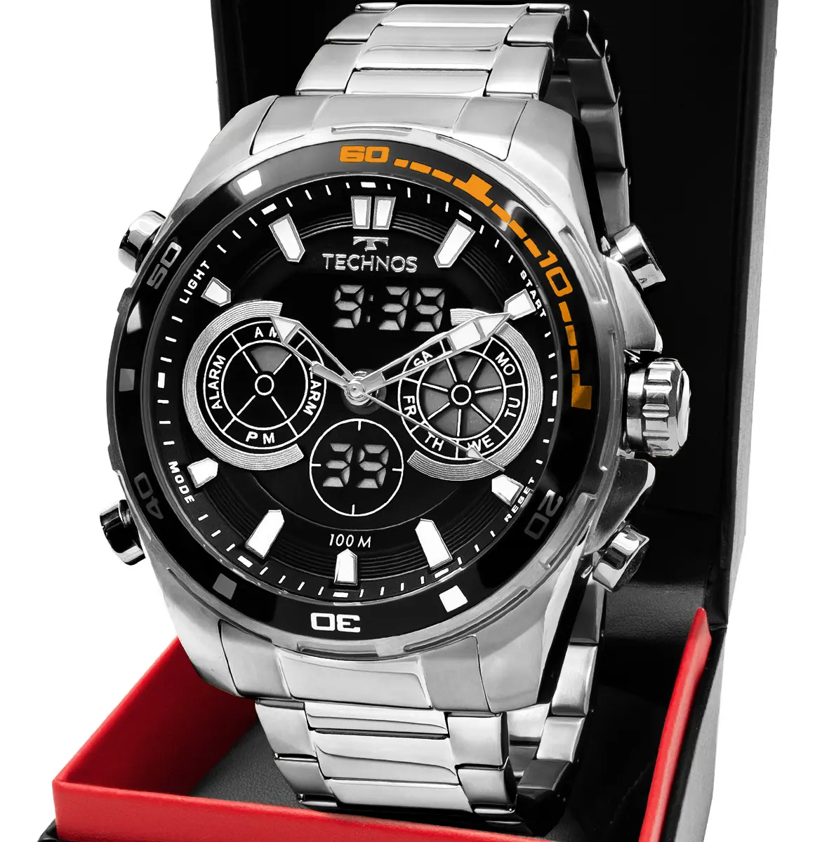 Relógio Technos Masculino Análogo-Digital Aço Inoxidável 4,8cm 100m
