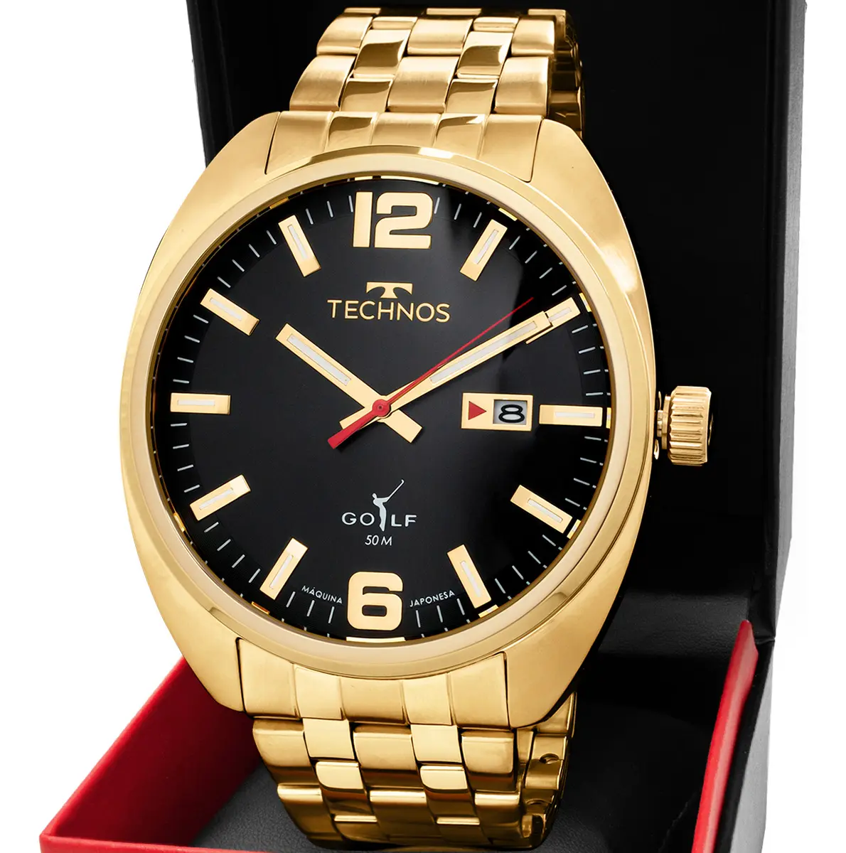 Relógio Technos Golf Dourado com Bisel Preto 2315lap/1p