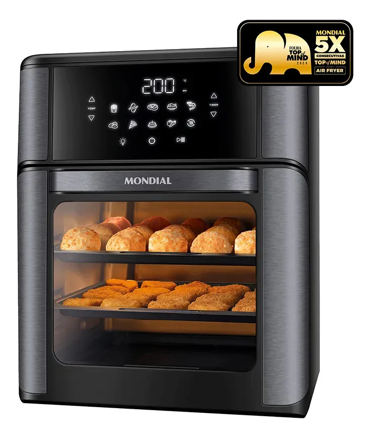 Fritadeira Elétrica Mondial AFON-12L-BG Forno Oven 12 Litros Preto