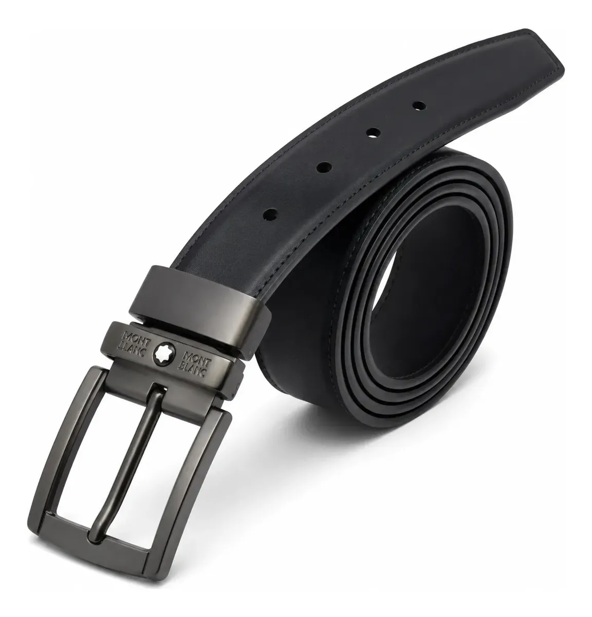 Cinto Mont Blanc Reversível Couro Preto e Marrom Masculino
