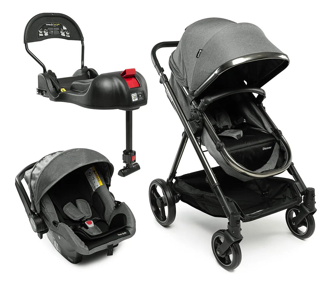 Carrinho Travel System Safety 1st Discover Trio Isofix 0 a 15kg Grey Chrome