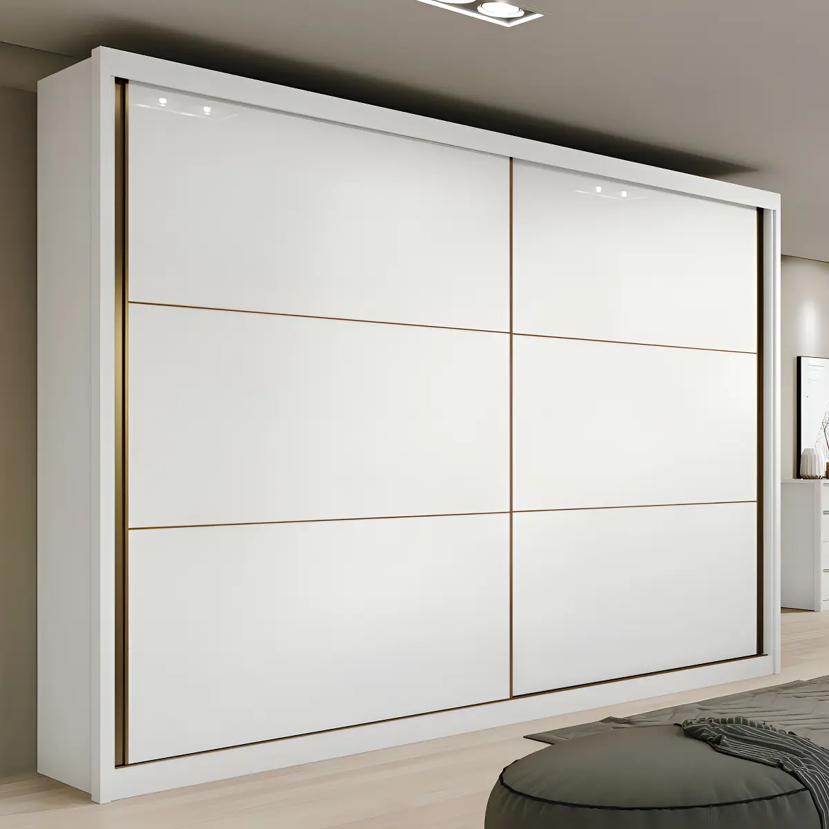 Guarda-roupa Casal MDF 2 Portas Corrediças Branco com 6 Gavetas - Móveis Lopas