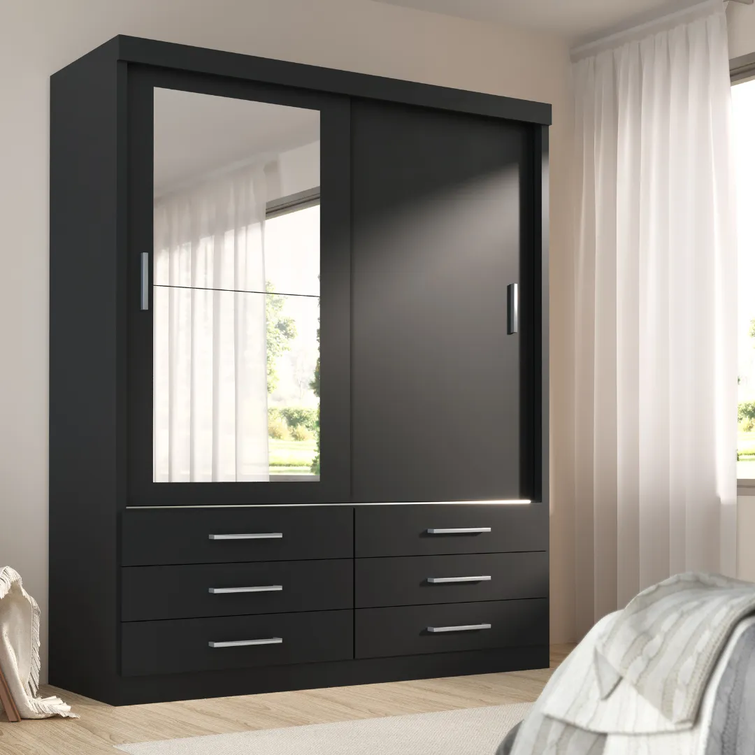Guarda Roupa Tonielque Móveis GR Capri 2 Portas - Espelho Onix