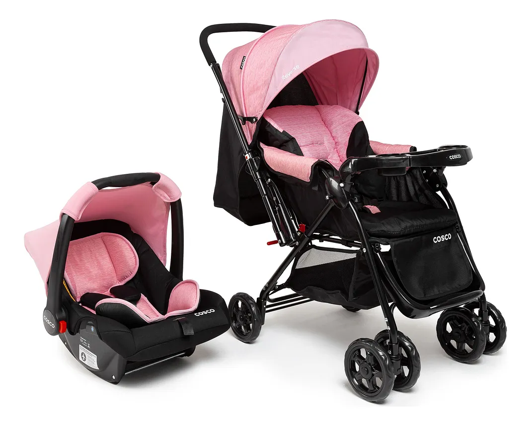 Travel System Cosco Kids Reverse Rosa Rajado - 0 a 15kg