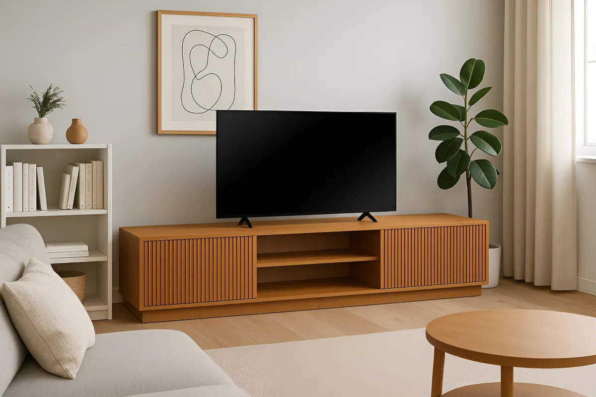 Rack Mavaular Valência MDF Natural 180cm para TV até 75" com 2 Portas
