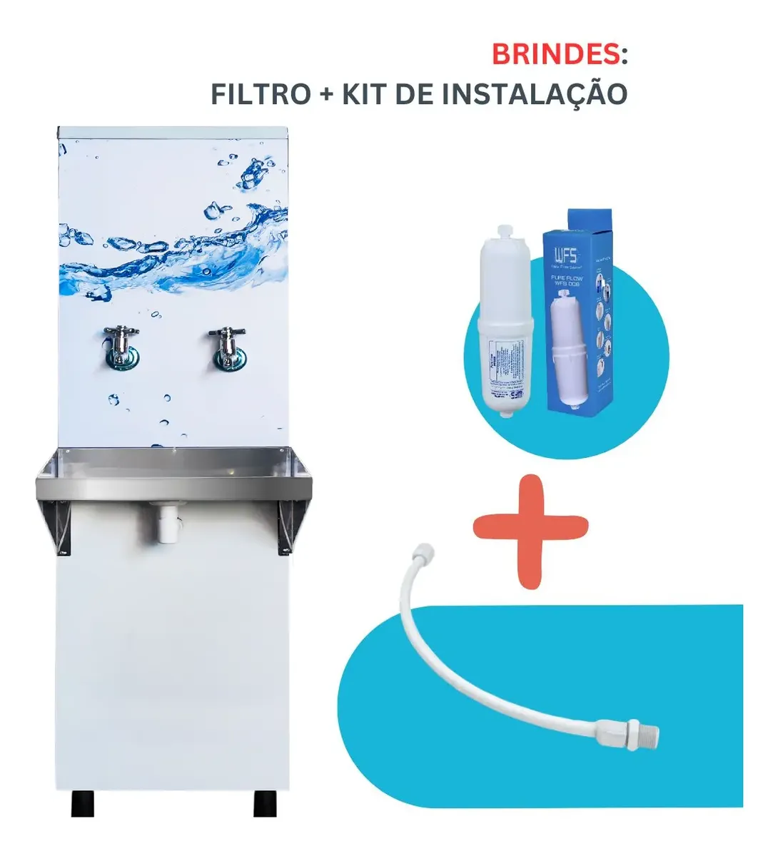 Bebedouro Inox 25 Litros com Filtro e Kit de Instalação