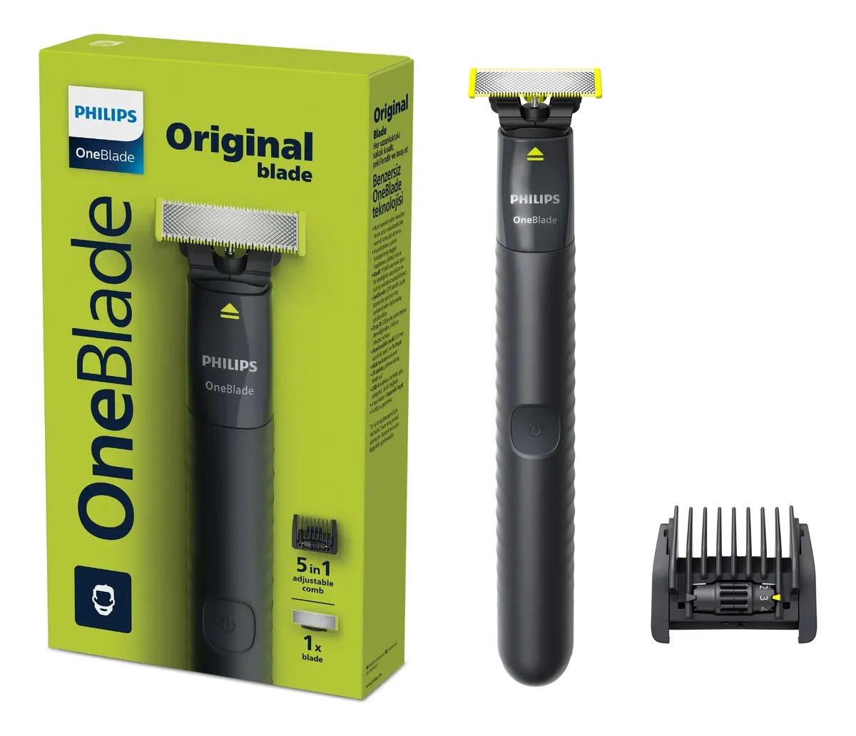 Barbeador e Aparador Elétrico Philips OneBlade 5 em 1 Sem Fio e À Prova D'Água