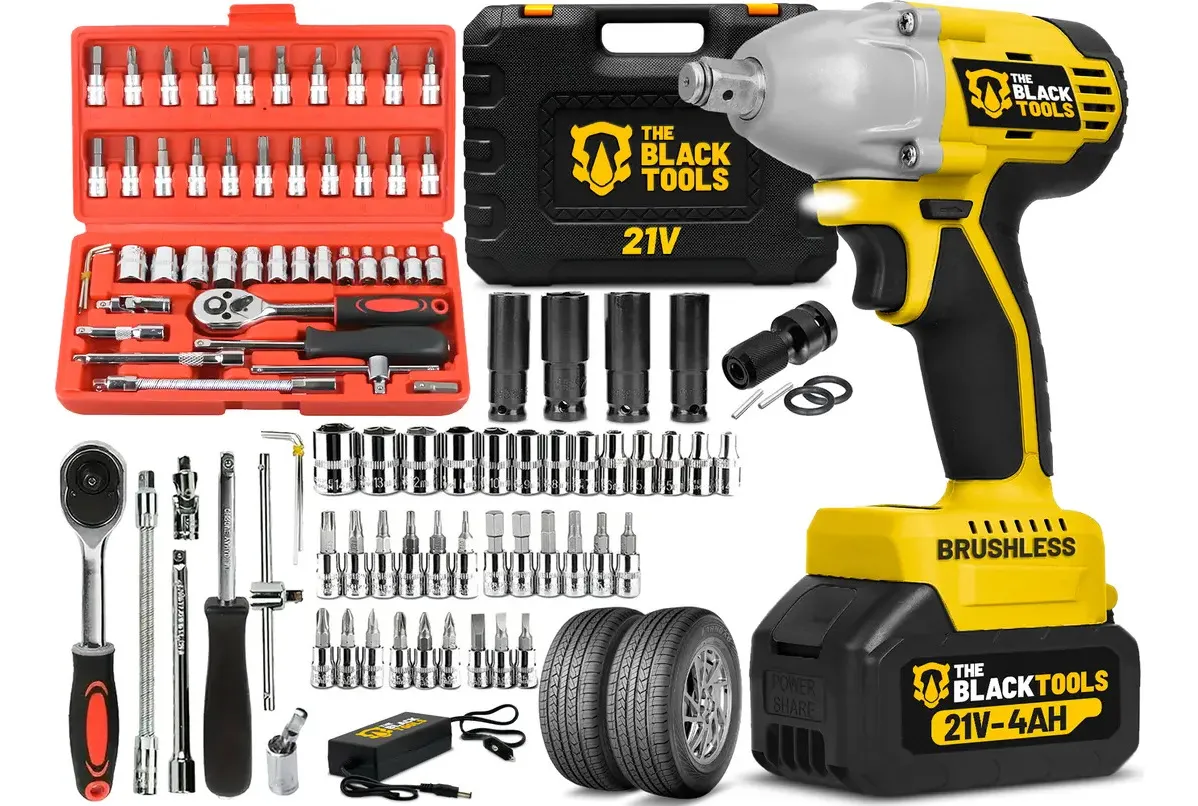 Chave de Impacto 21V Brushless com Maleta e Jogo de 46 Soquetes