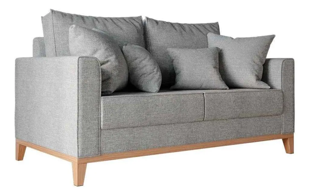 Sofá Beny 2 Lugares Linho Cotton Cinza