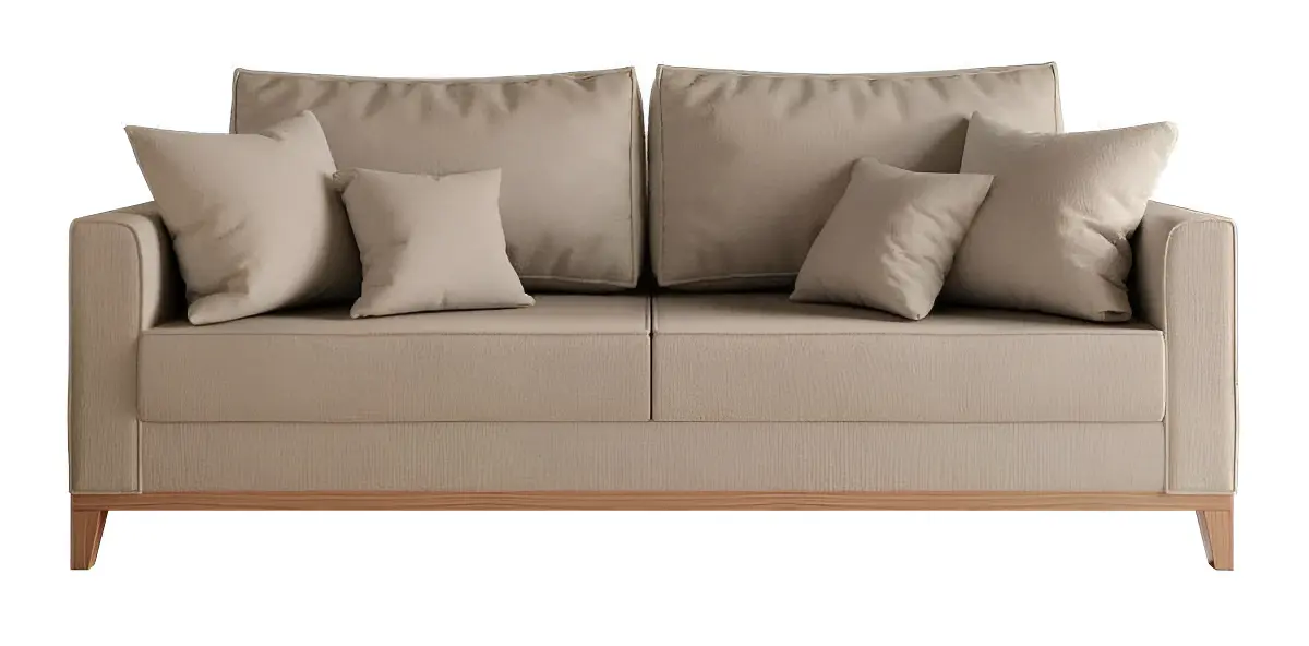 Sofá Mobly Beny 180 cm 3 lugares Linho Bege