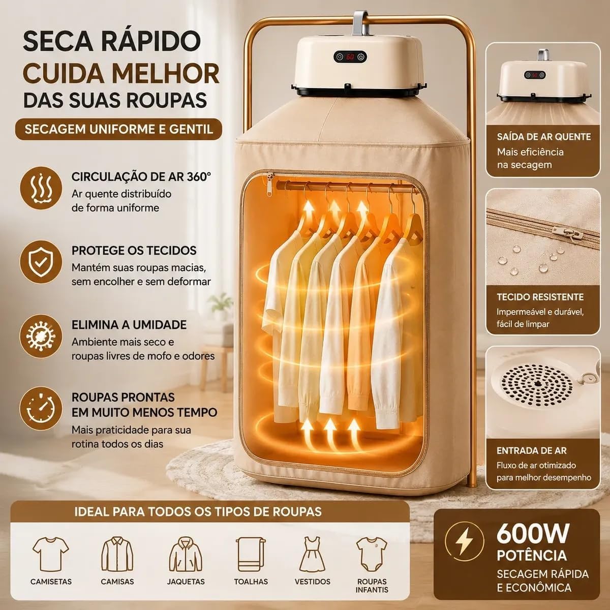 Secador de Roupas Elétrico Portátil 110V Compacto e Leve — foto 5