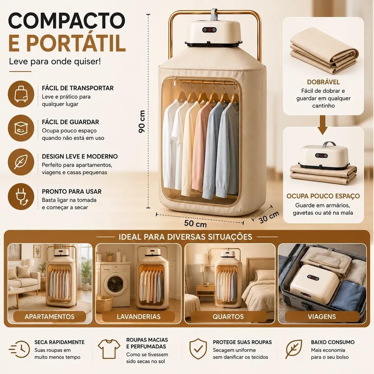 Secador de Roupas Elétrico Portátil 110V Compacto e Leve — foto 3