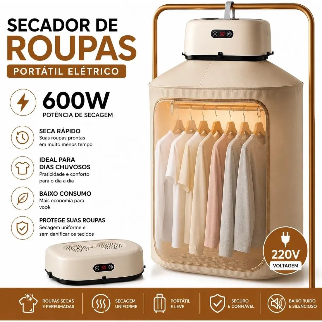 Secador de Roupas Elétrico Portátil 110V Compacto e Leve — foto 2