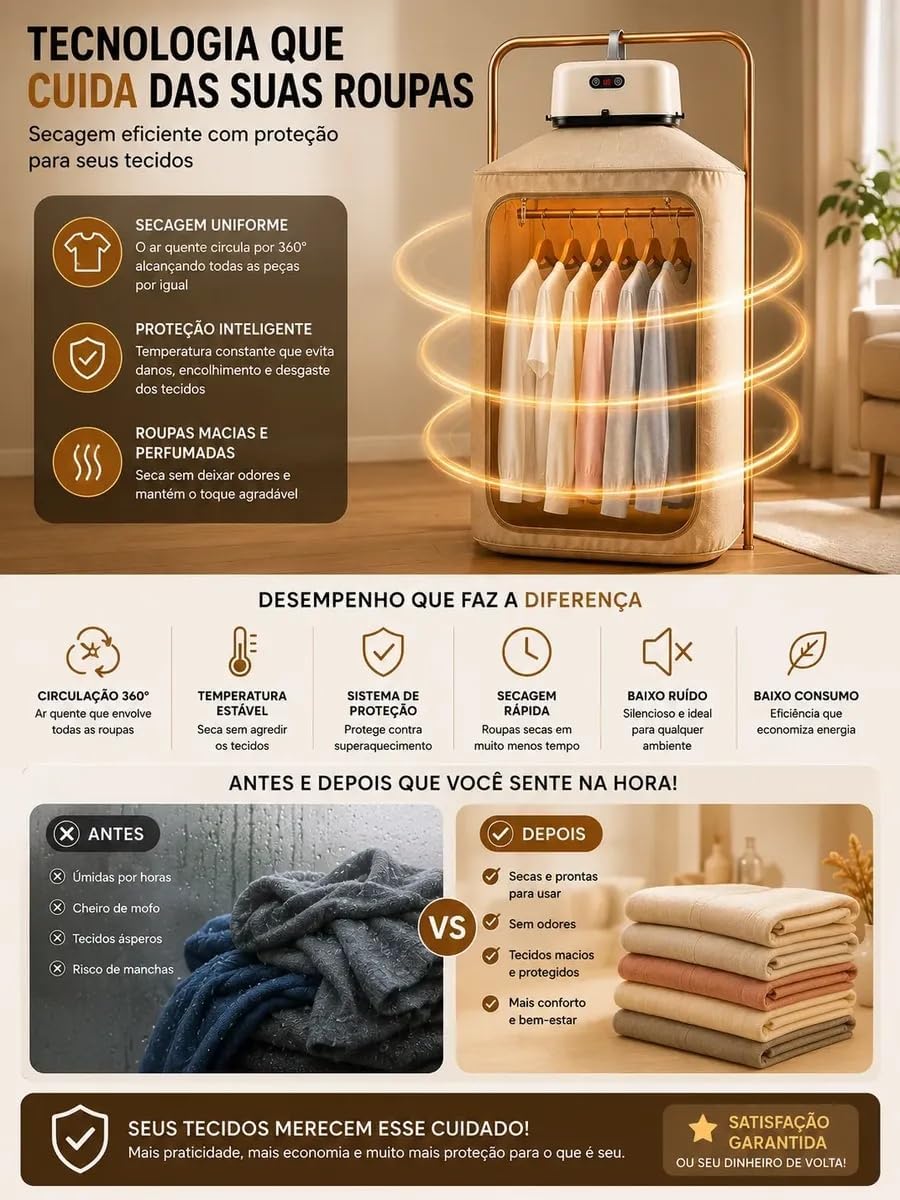 Secador de Roupas Elétrico Portátil 110V - Compacto e Leve