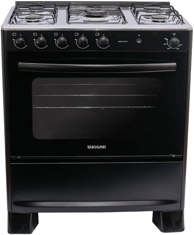 Fogão Suggar Cook Start Preto Mesa Inox 5 Bocas 2 Queimadores Acendimento Automático FGICS520PT