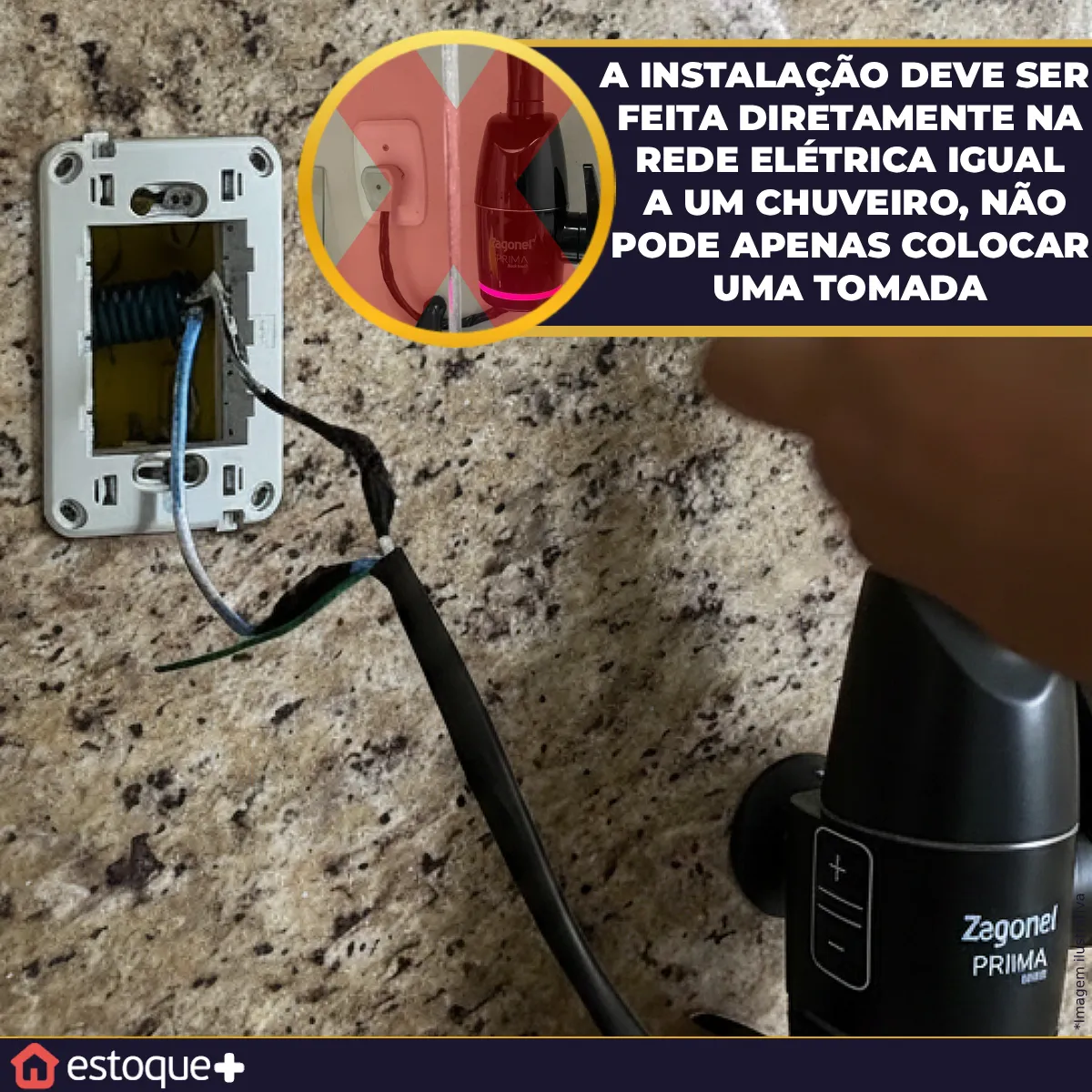 Torneira Elétrica Zagonel Prima Touch Preta para Parede e Bancada — foto 4